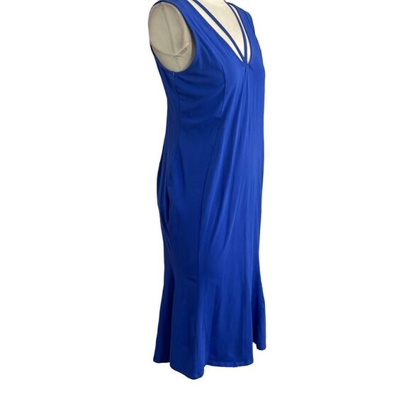 ASOS Sleeveless Blue Mermaid Style Midi Dress Size 10 - Picture 3 of 9